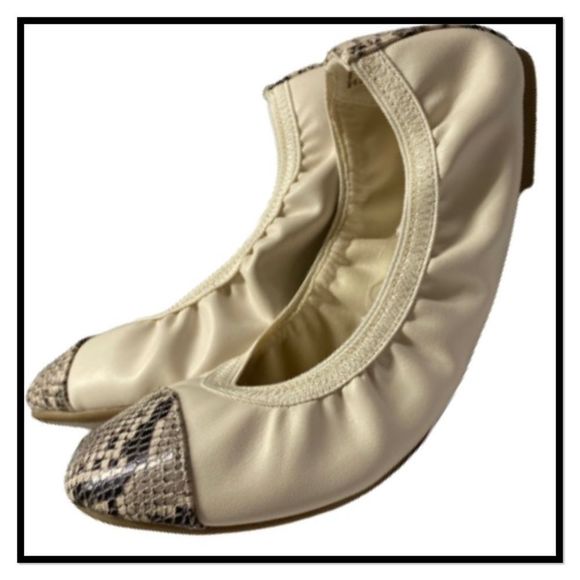 Time & Tru Size 6W Cream & Snake Skin Casual Shoes - Picture 5 of 8